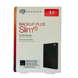 Seagate Backup Plus Slim 1TB Portable External Hard Drive - Black